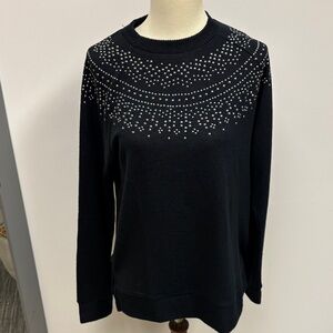 Brand New DG2 by Diane Gilman Black Sweater with Silver Accents